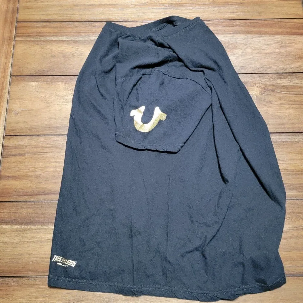 True Religion Arm Logo SS Black Unisex Tee - Size Large